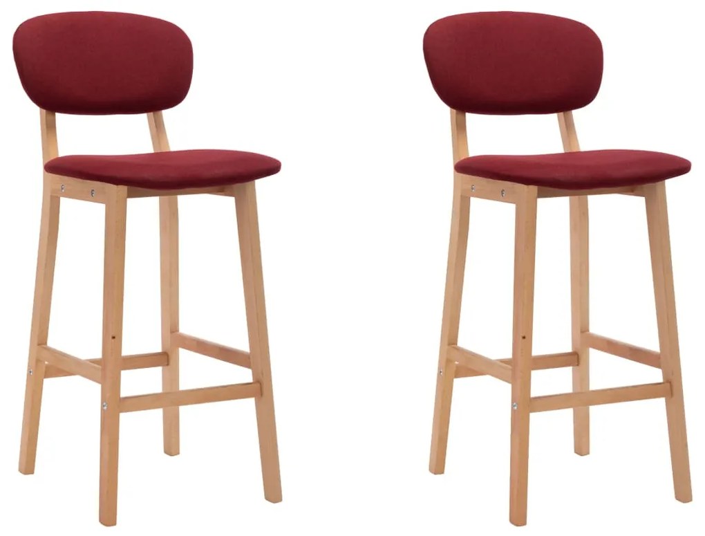 vidaXL Bancos de bar 2 pcs tecido vermelho tinto