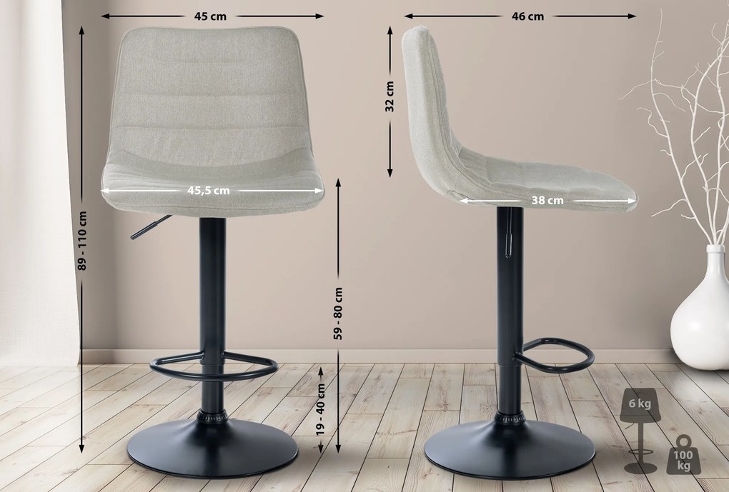 Banco de bar Lex Tecido creme