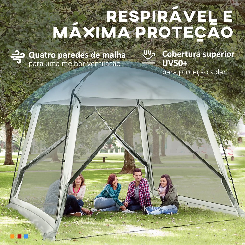 Outsunny Tenda de Jardim 3x3 m Tenda para 6-8 Pessoas com 4 Mosquiteir