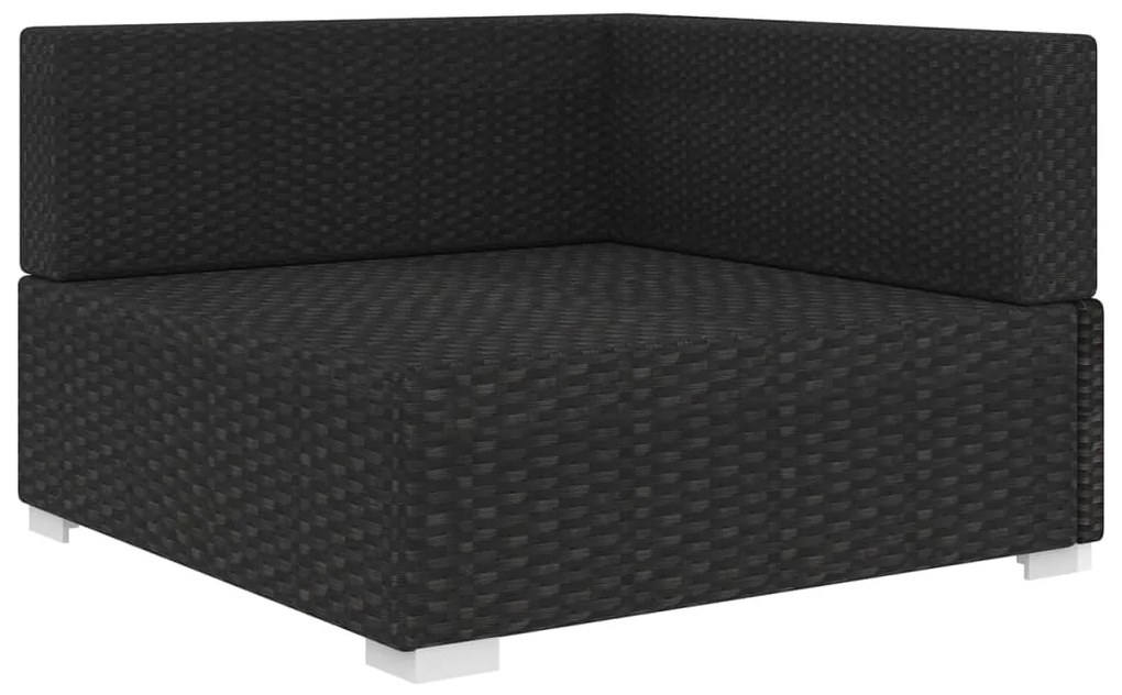 Cadeira de canto seccional c/ almofadões 1 pc vime PE preto