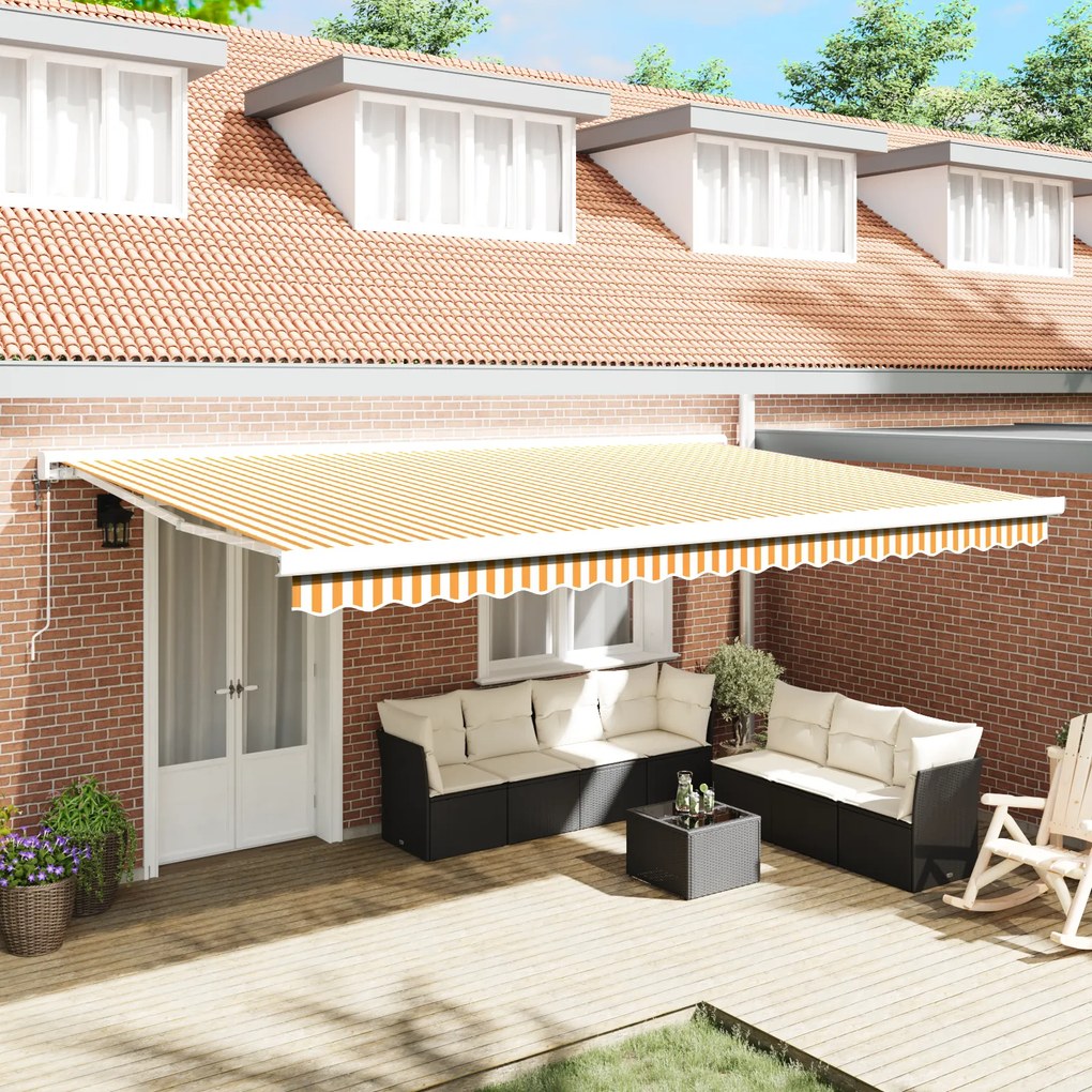 vidaXL Toldo Retrátil Automático Laranja e Branco 500x300 cm