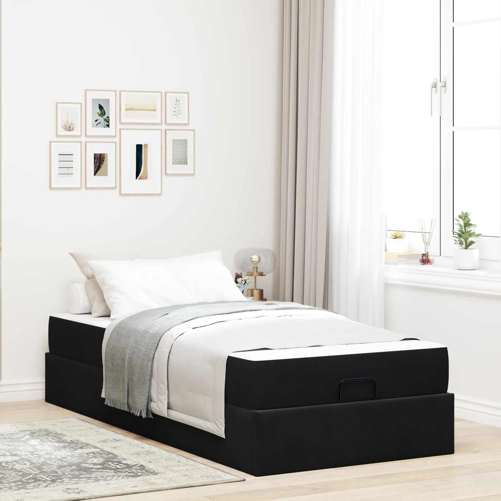 vidaXL Estrutura de cama com colchão com colchão 2 pcs Preto Veludo