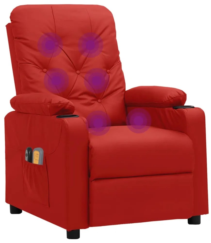Poltrona reclinável elétrica couro artificial vermelho tinto
