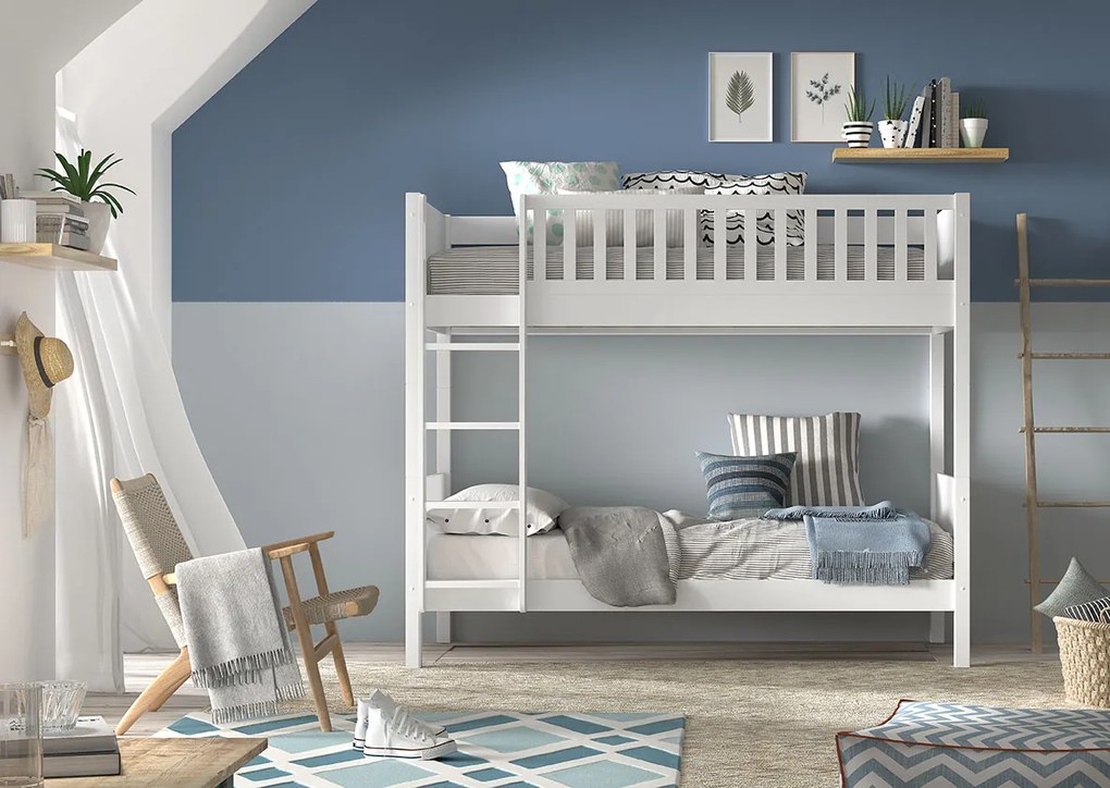 Conjunto cama Infantil SCOTT Beliche + cama inferior BRANCA