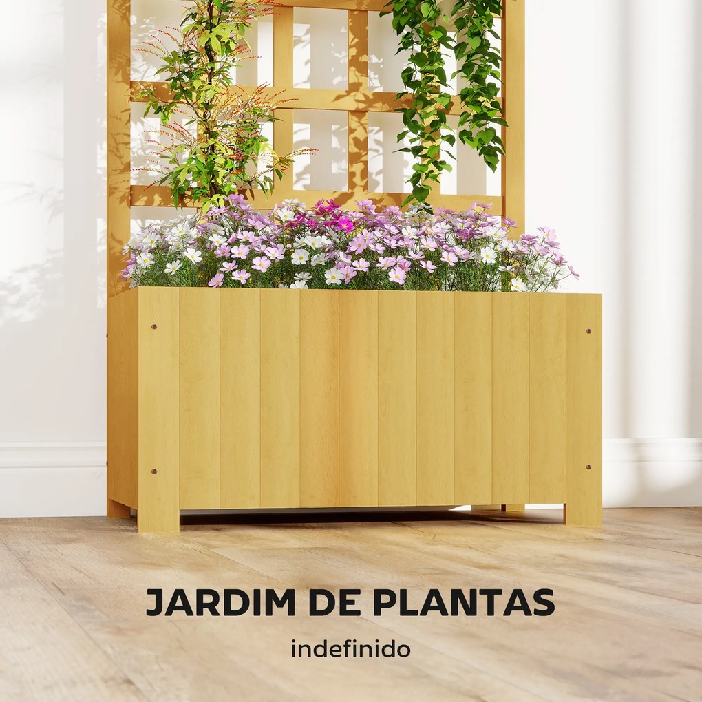 Floreira com Treliça de Madeira para Plantas Trepadeiras com Orifícios de Drenagem Floreira Elevada 60x30x120 cm Madeira