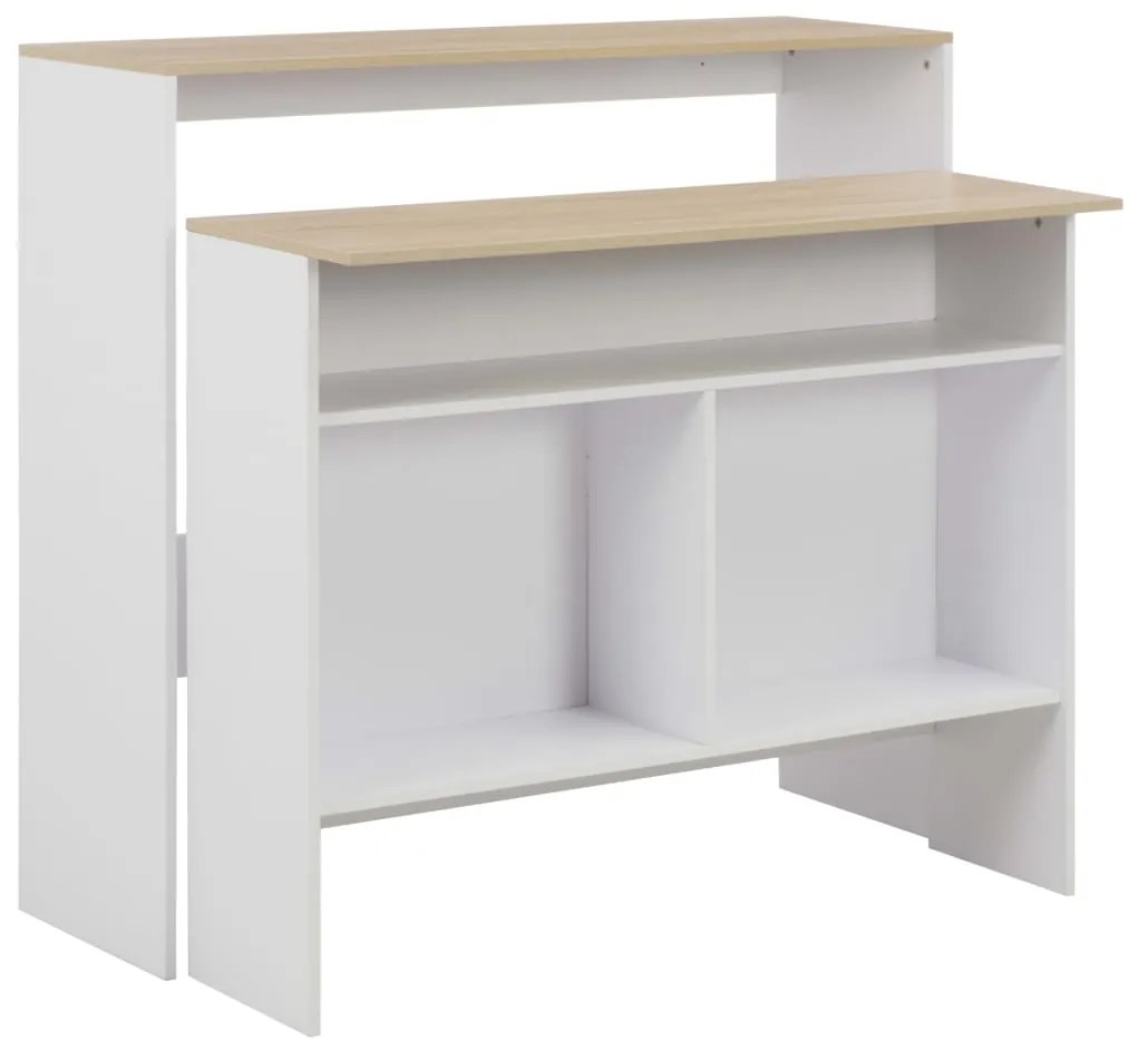 vidaXL Mesa de bar com 2 tampos 130x40x120 cm branco e carvalho