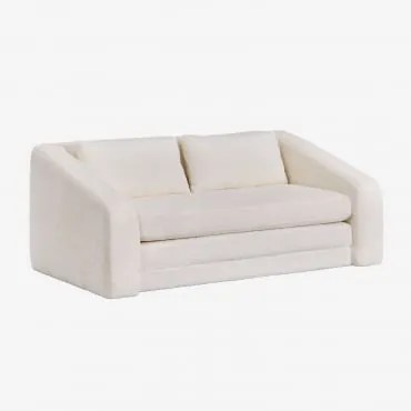 Sofá-cama De 2 Lugares Em Tecido Bouclé Dalila Bouclé Branco Pérola - Sklum