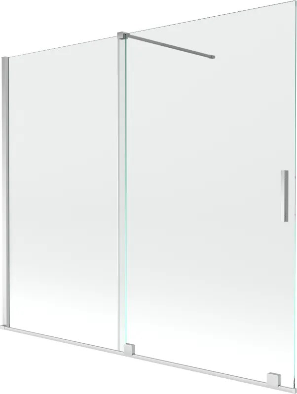 Mexen Velar resguardo de banho de 2 folhas deslizantes 180 x 150 cm, transparente, cromado - 896-180-000-01-01