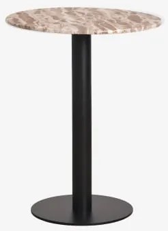 Mesa De Bar Redonda Em Pedra Natural Xiren Ø60 Cm & Preto & Mármore Bege Panther - Sklum