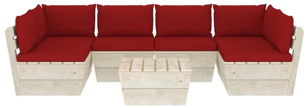 7 pcs conjunto lounge de paletes + almofadões madeira de abeto