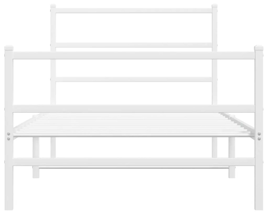 Estrutura de cama com cabeceira e pés 107x203 cm metal branco