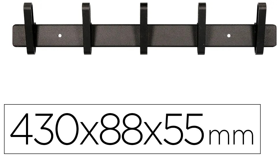 Cabide Parede Metálico 5 Suportes Cor Preta 430x88x55 mm