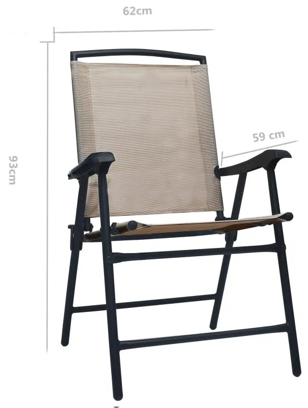 Cadeiras de jardim dobráveis 2 pcs textilene cinza-acastanhado