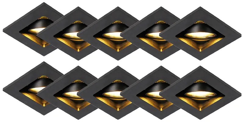 LED Conjunto de 10 focos embutidos inteligentes pretos com Wi-Fi GU10 - Qure Moderno,Design