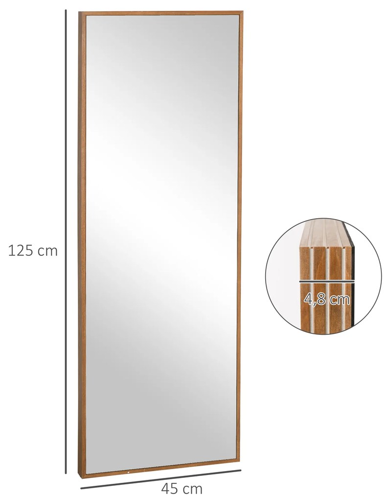 HOMCOM Espelho de Parede 45x125 cm Espelho de Corpo Inteiro de Madeira Estilo Moderno Decoração para Sala de Estar dormitório Entrada Madeira