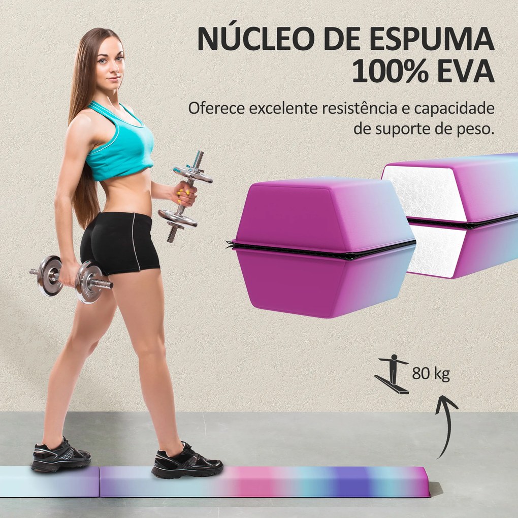 Barra de Equilíbrio de Ginástica Dobrável 236 cm com Base Antiderrapante Viga de Equilíbrio para Treino em Casa Multicor