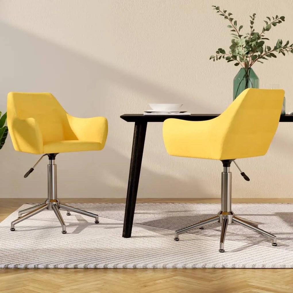 vidaXL Cadeiras de jantar giratórias 2 pcs tecido amarelo