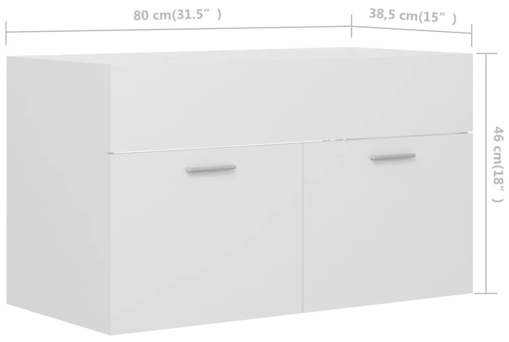 Armário de lavatório 80x38,5x46 cm derivados de madeira branco