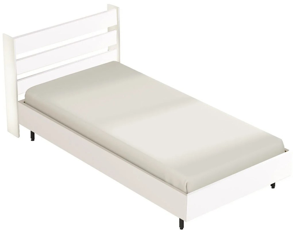 Estrutura de Cama "Ocean" com Cabeceira – Branco - 100x200 cm - Design