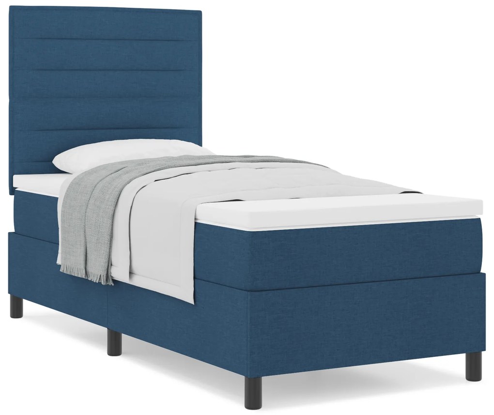 Cama Box com Colchão Azul 80x200 cm Tecido