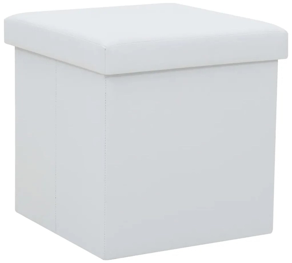 Bancos de arrumação dobráveis 2 pcs couro artificial branco