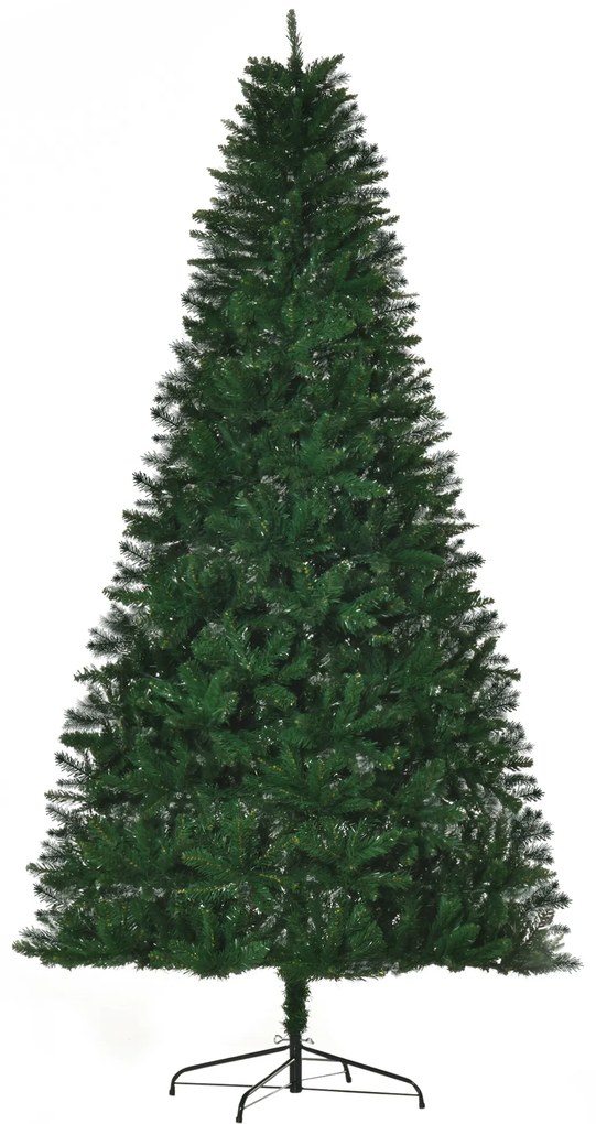 HOMCOM Árvore de Natal Artificial 240cm Ignífuga com 1499 Ramas com 2 Tipos de Pontas de PVC e Base de Aço Decoração de Natal para Interiores Verde