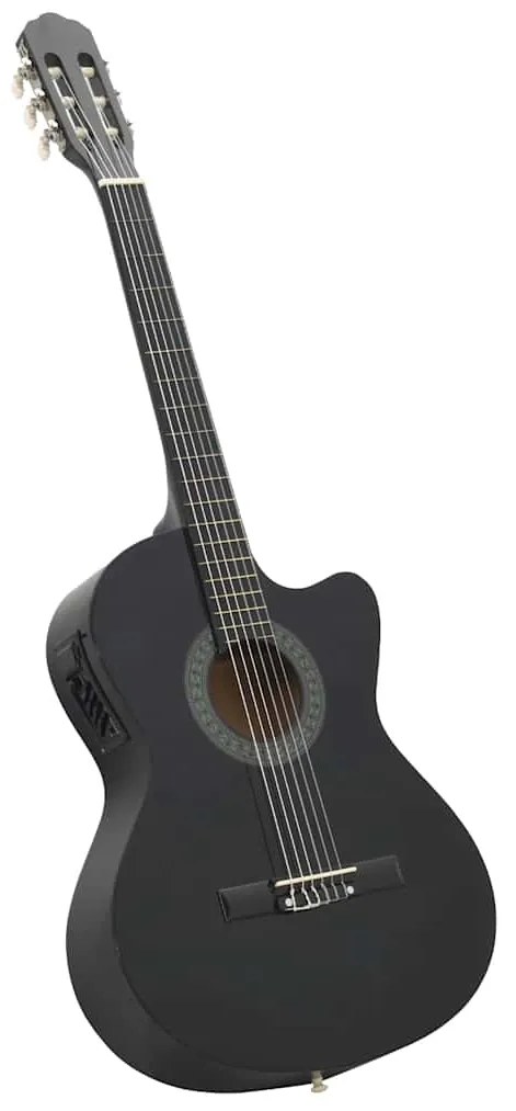 12 pcs conjunto de guitarra com equalizador e 6 cordas preto