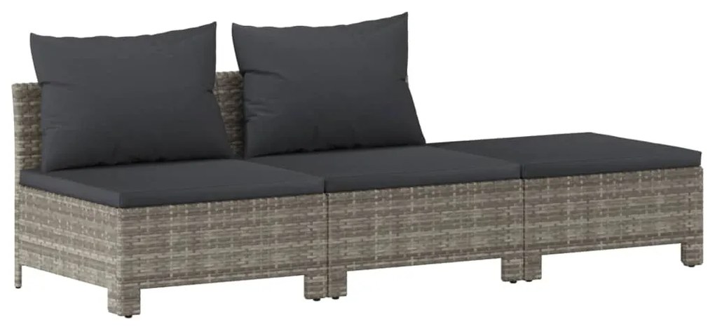 11 pcs conjunto lounge de jardim c/ almofadões vime PE cinzento