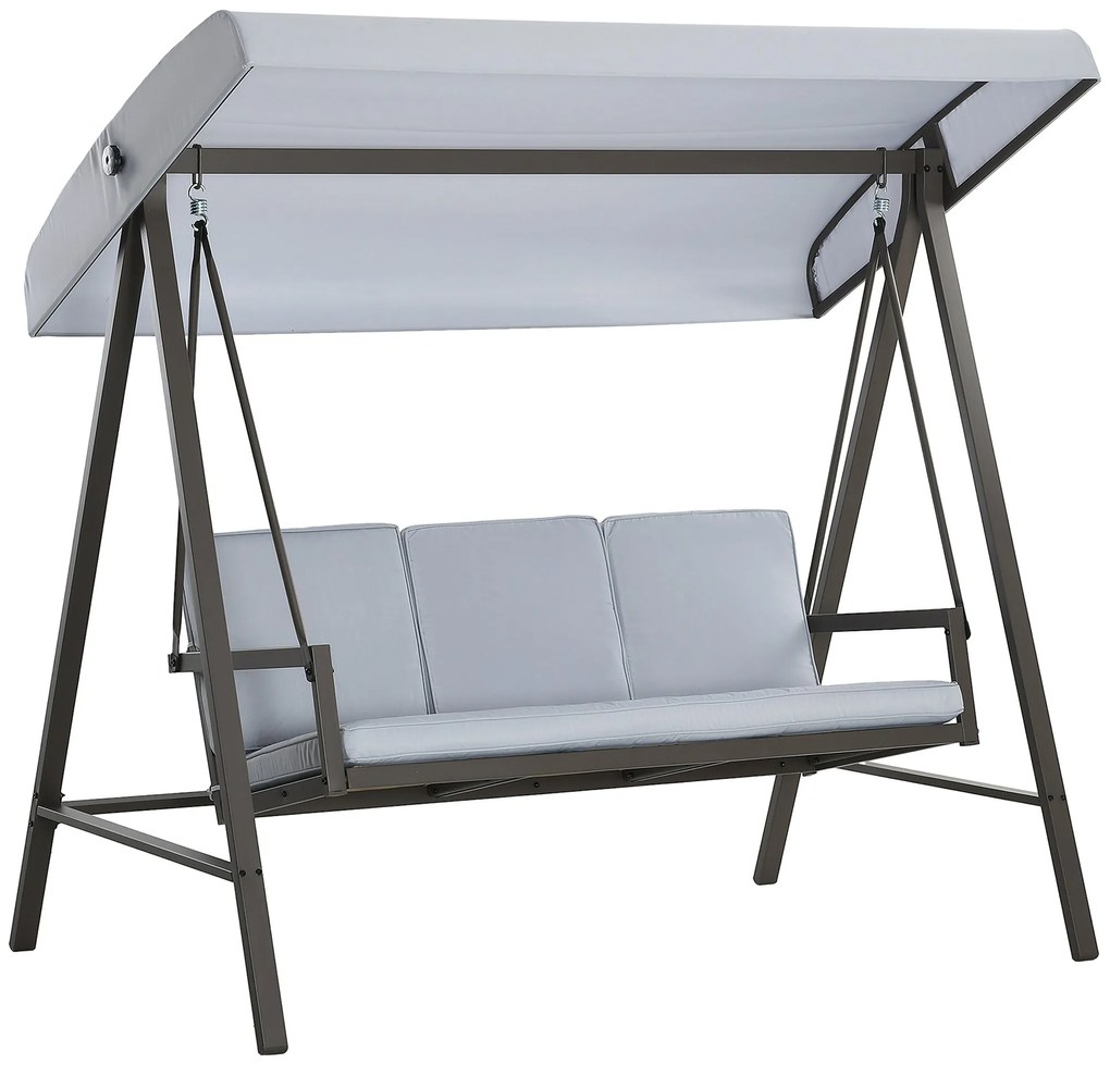 Baloiço de Jardim de 3 Lugares Baloiço de Exterior com Toldo Ajustável