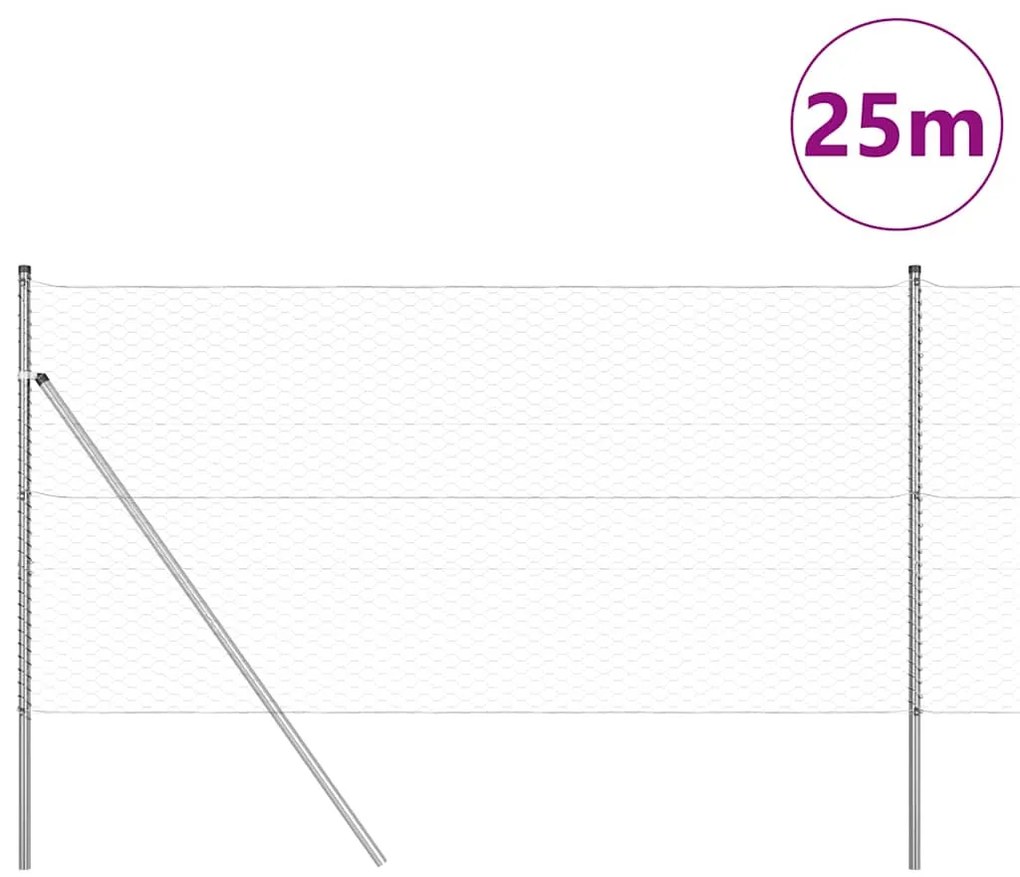 Conjunto de Cercas Conjunto de 2 Aço Galvanizado 25 x 1,2 m