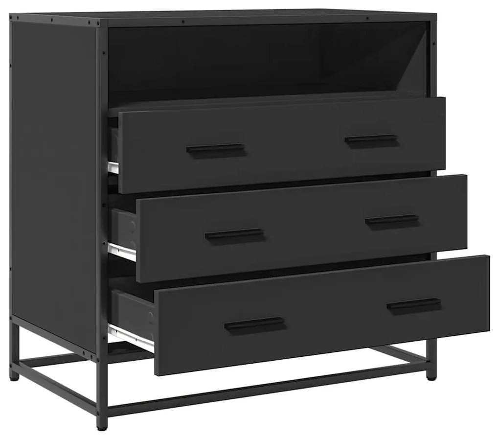 Cómoda com 3 Gavetas - 70x41x70 cm - Madeira Processada - Cor Preto
