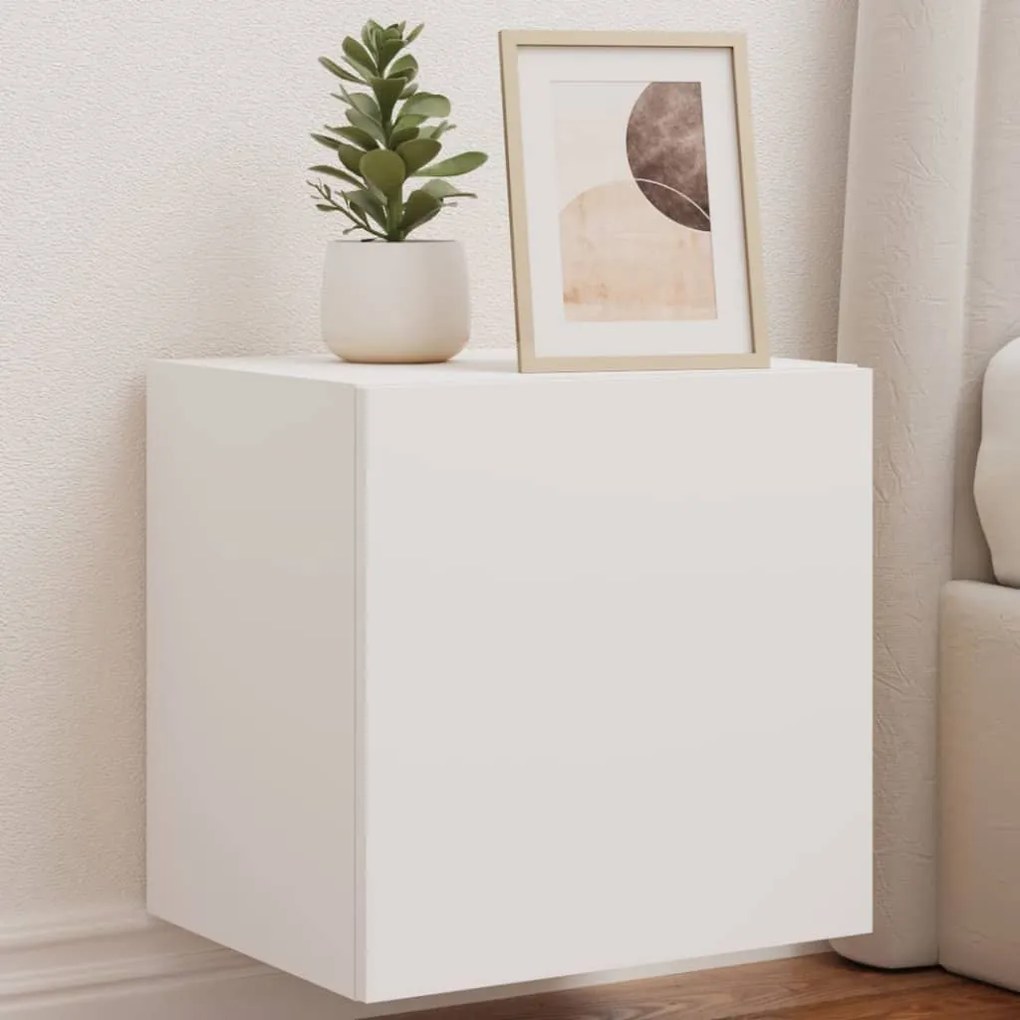 Móvel de parede para TV com luzes LED 40,5x35x40 cm branco