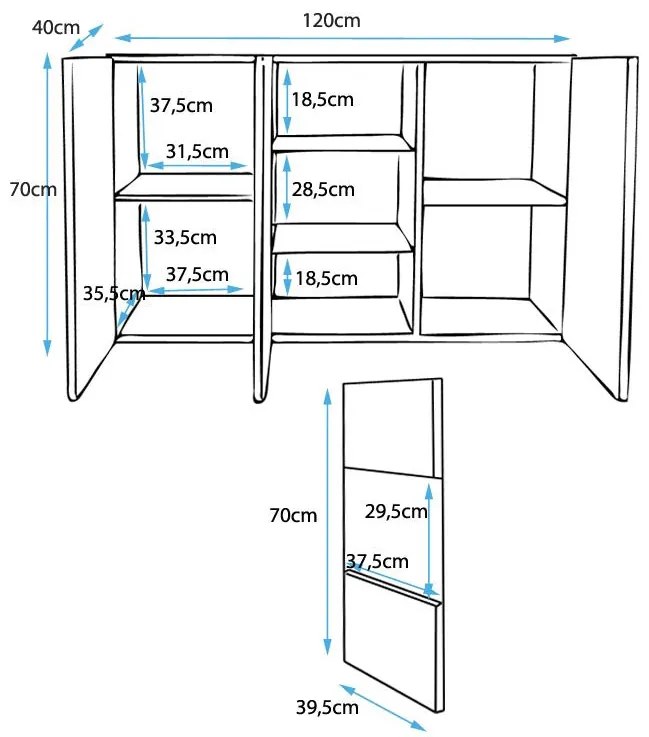 Aparador Clash Suspenso de 120cm com Luzes LED - Branco Brilhante - De