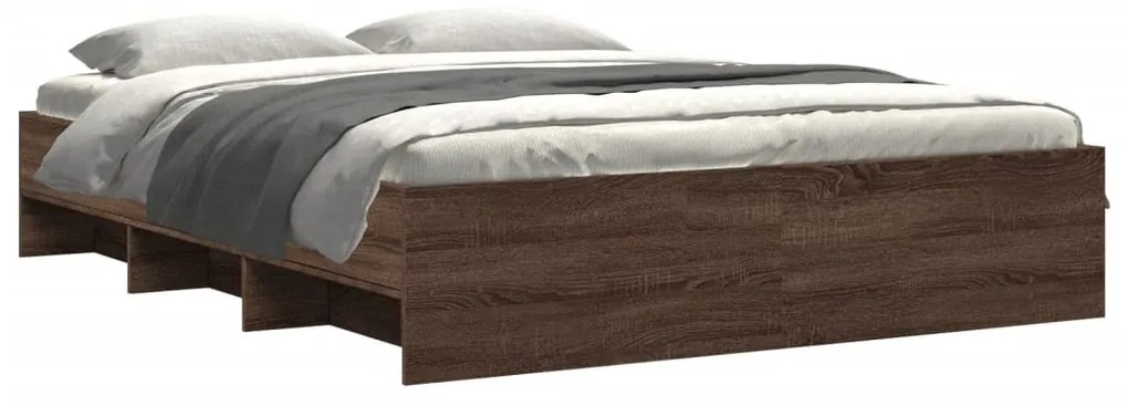 Estrutura de cama s/ colchão deriv. madeira carvalho castanho