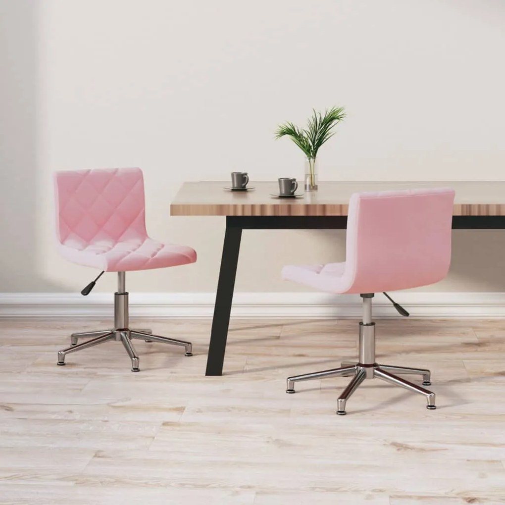 vidaXL Cadeiras de jantar giratórias 2 pcs veludo rosa