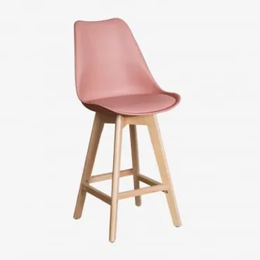 Banco Alto Nórdico Com Almofada De Couro Sintético Rosé & ↑65 Cm - Sklum