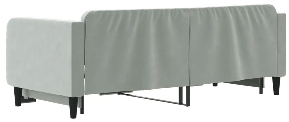 Sofá-cama com gavetão 80x200 cm veludo cinzento-claro