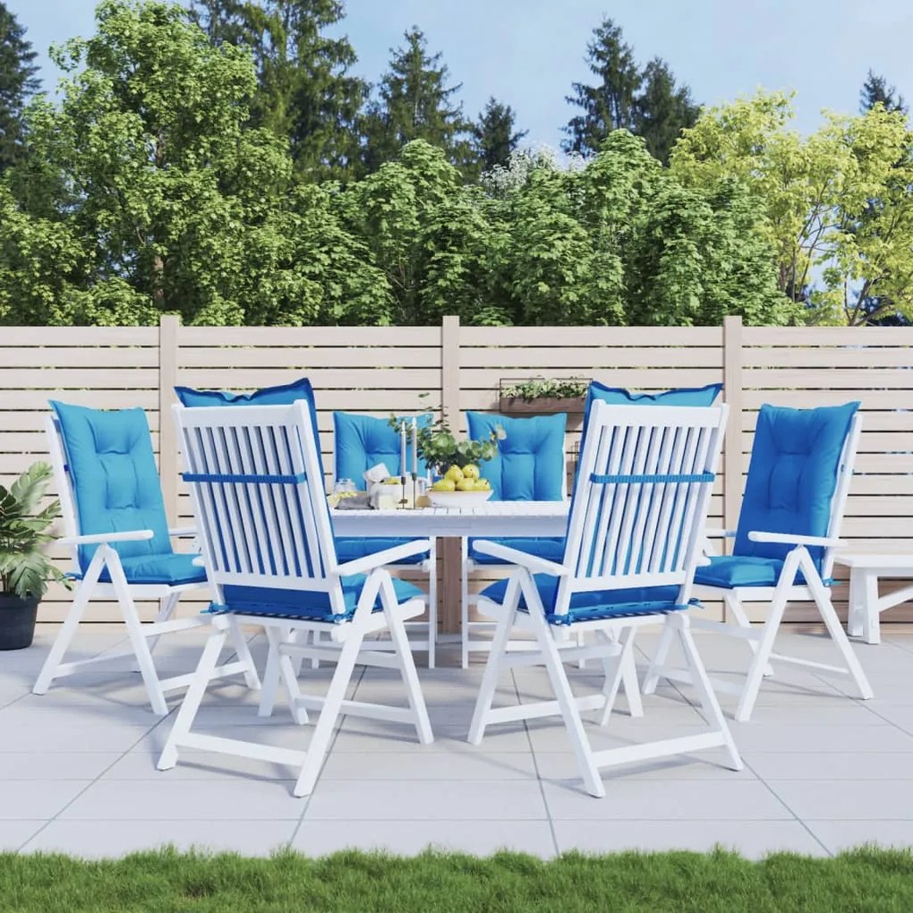 vidaXL Almofadões para cadeiras altas de jardim 6 pcs tecido azul