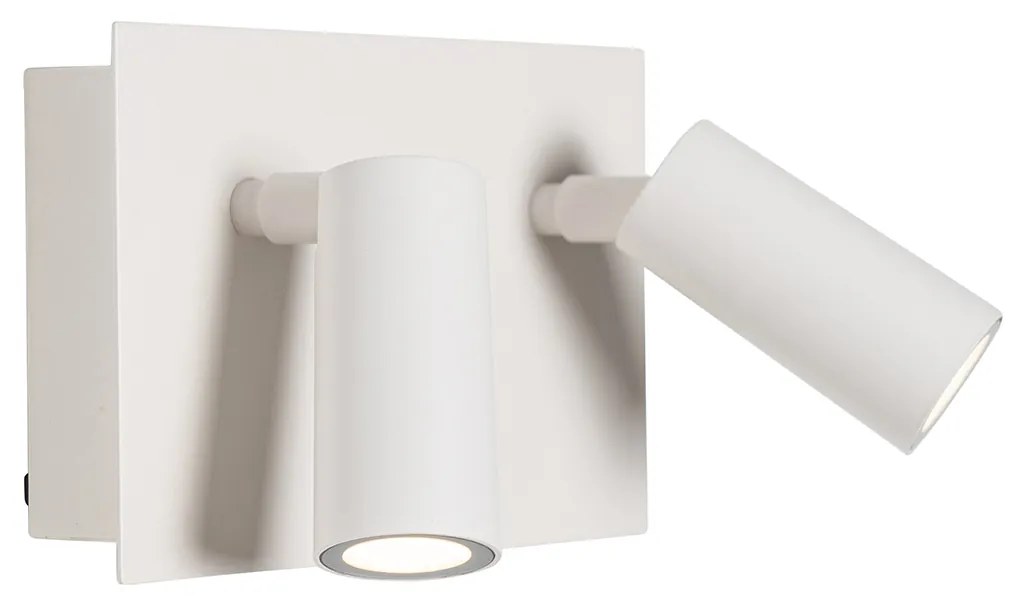 Candeeiro de parede exterior moderno branco com LED 2-luzes IP54 - Simon Moderno