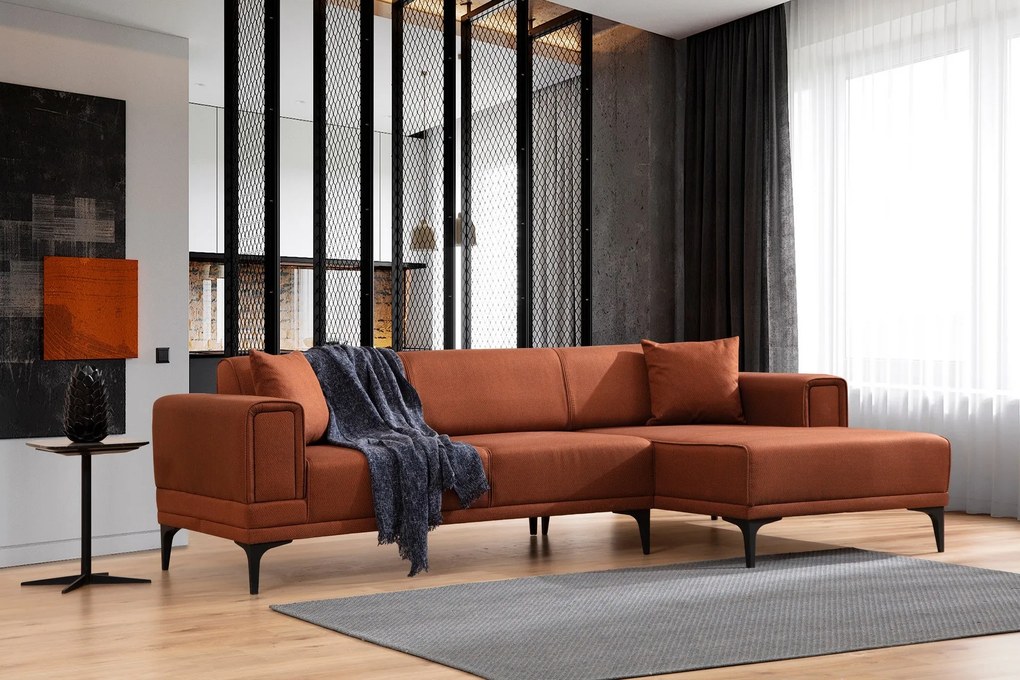 Sofá-Cama de Canto Horizon – Vermelho Telha – 250x140 cm
