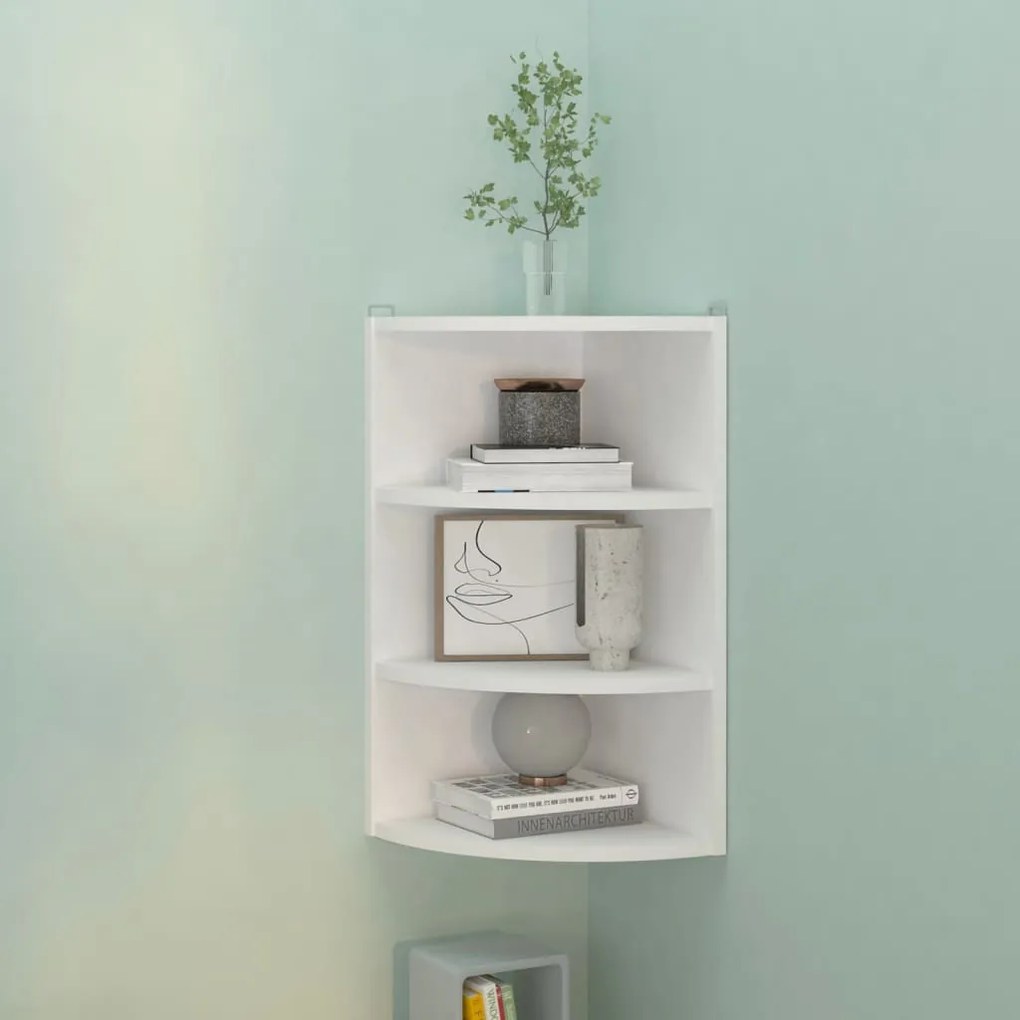 vidaXL Estante de canto p/ parede 30x31,5x60 cm aglomerado branco
