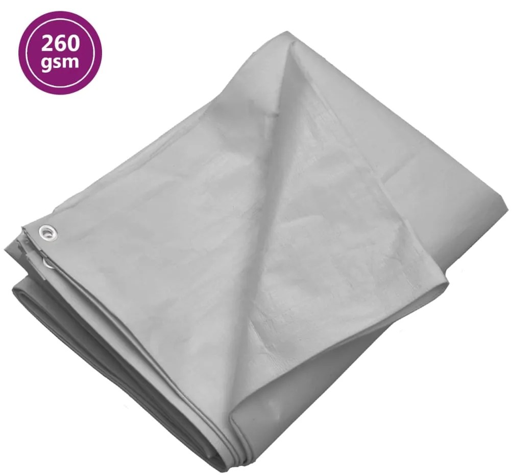 vidaXL Lona 260 g/m² 4x5 m PEAD cinzento