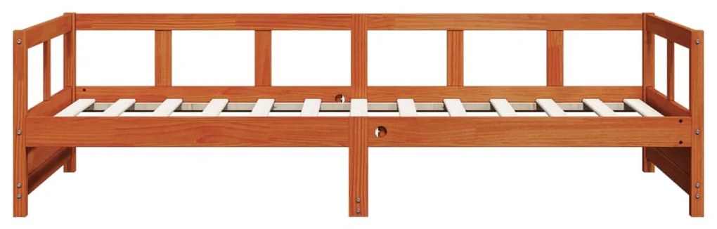 Sofá-cama 90x190 cm madeira de pinho maciça castanho cera