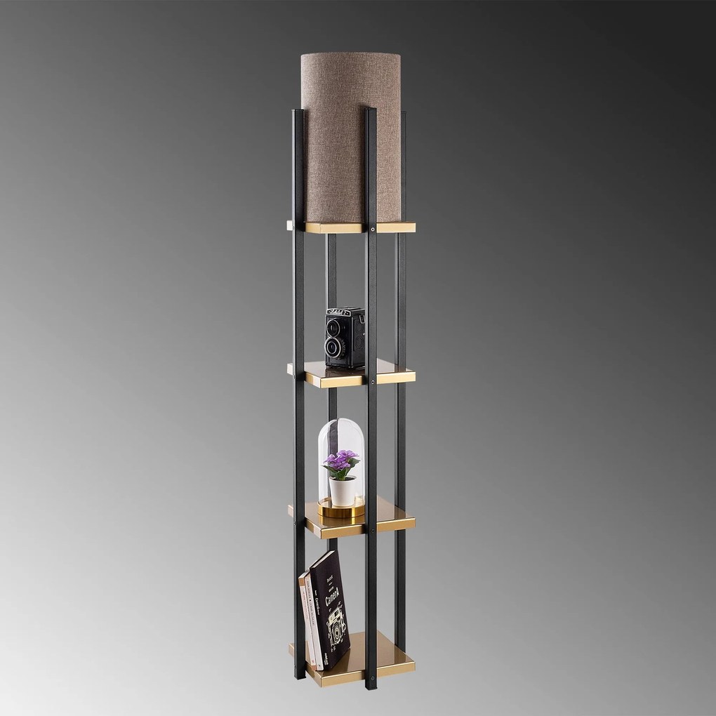 Candeeiro de Pé 7116 – Preto e Dourado – 25 x 25 x 130 cm