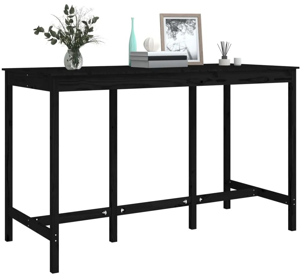 Mesa de bar 180x80x110 cm pinho maciço preto