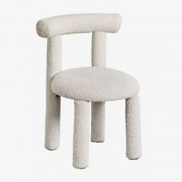 Pack De 4 Cadeiras De Jantar Estofadas Em Tecido Bouclé Gia Bouclé Branco Pérola - Sklum