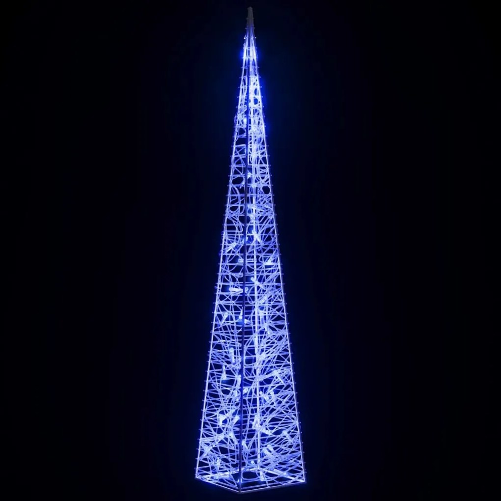 Cone de iluminação decorat. c/ LEDs azuis acrílico 120 cm