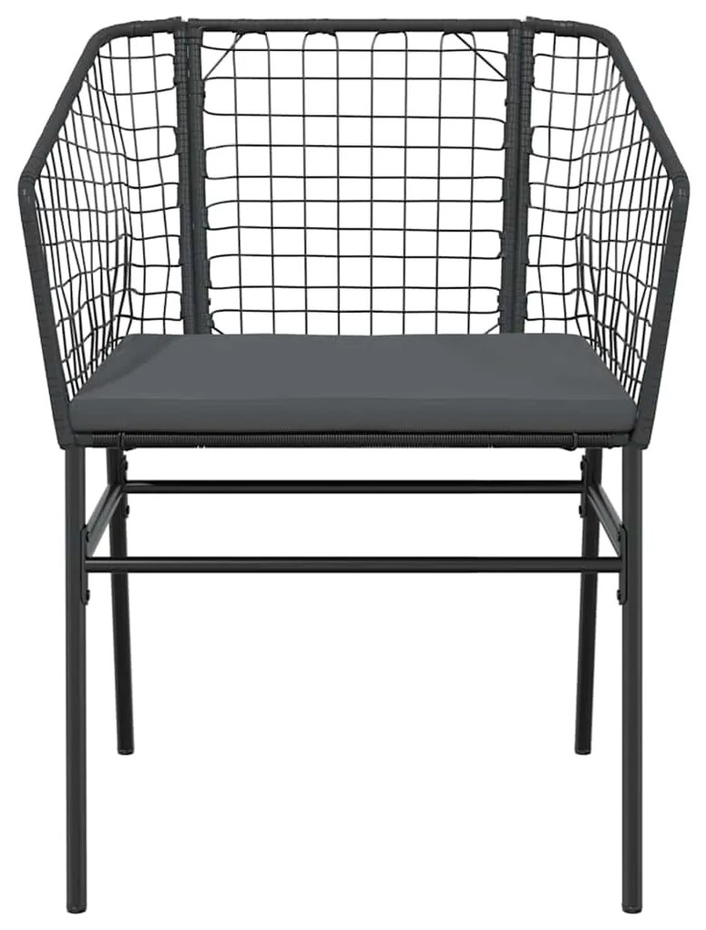 Conjunto de jantar jardim 7 peças almofadas vidro vime PE preto