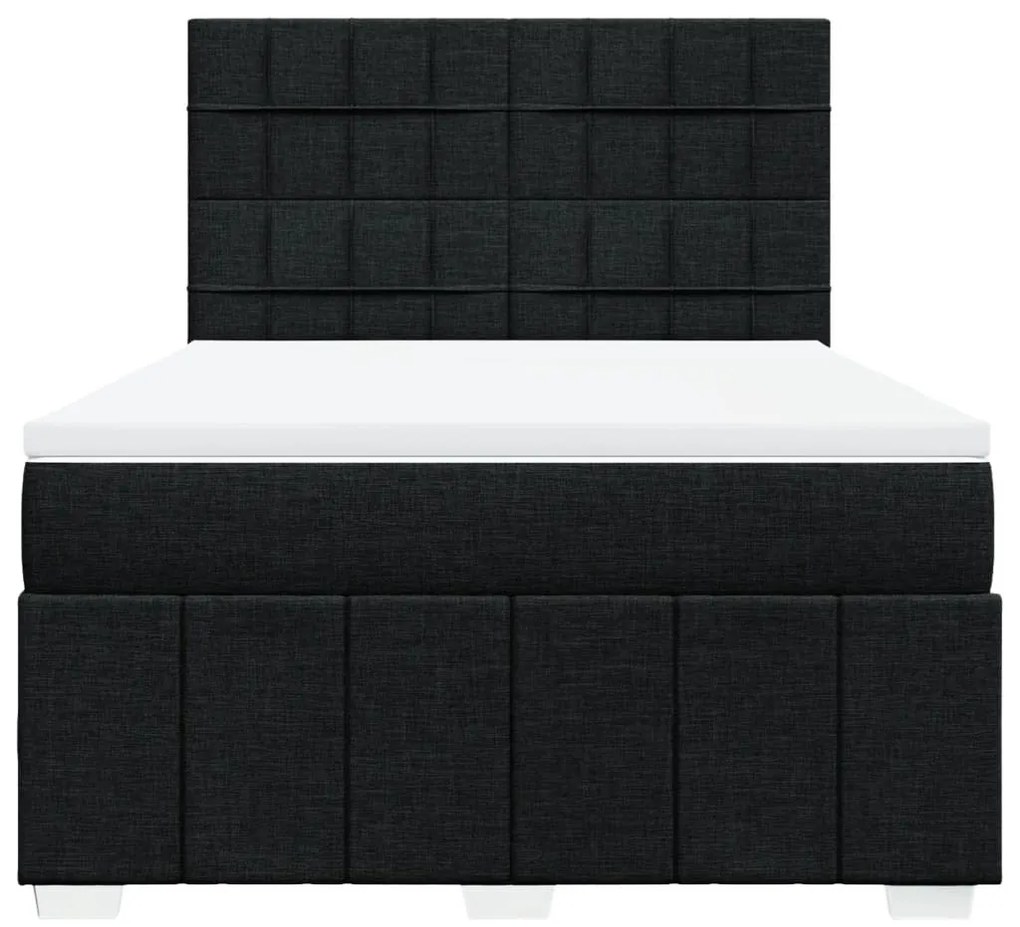 Cama com molas/colchão 140x200 cm tecido preto