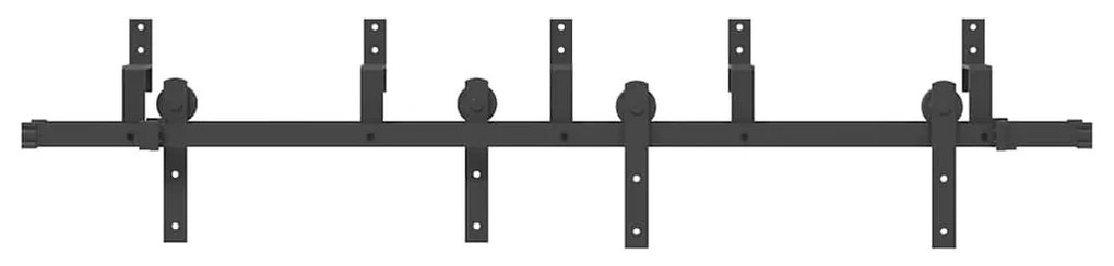 Kit de ferragens para porta deslizante 183 cm aço preto